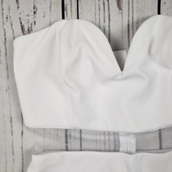 Teeze Me Solid White Strapless Bodycon Split Mini Dress Junior's Size 3 - Picture 4 of 9